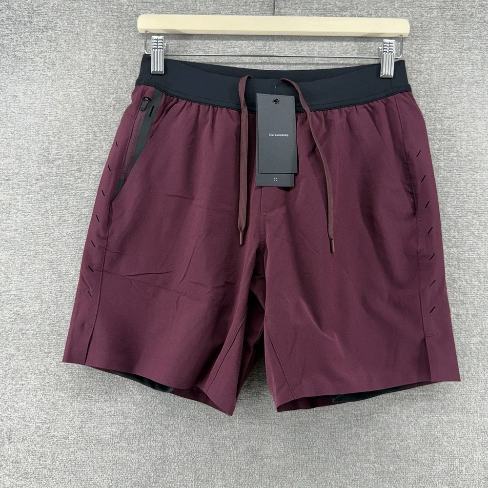 Ten Thousand The Interval Shorts Men Size Small Burgundy Lined Running NEW